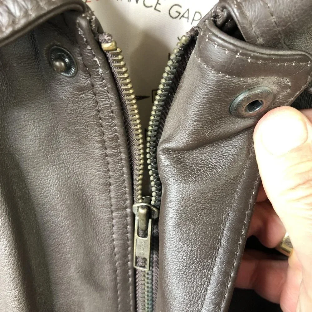 Handyman Club Of America Jacket Mens L Brown Leather Bomber Aviator Logo Retro - Picture 16 of 16